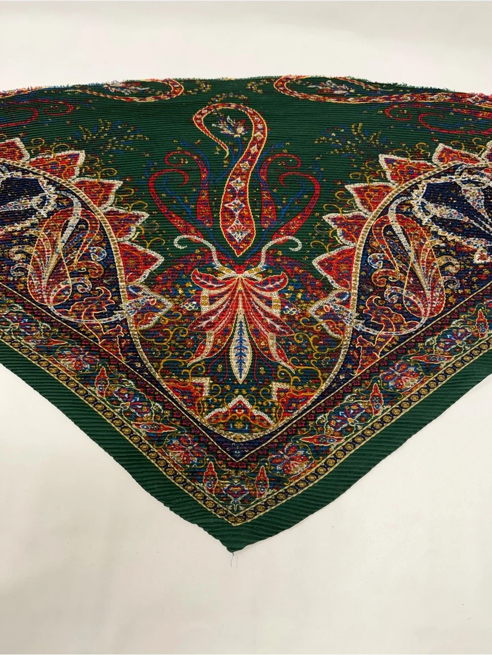 Pleated Paisley Scarf Wrap Shawl in Jewel Tones